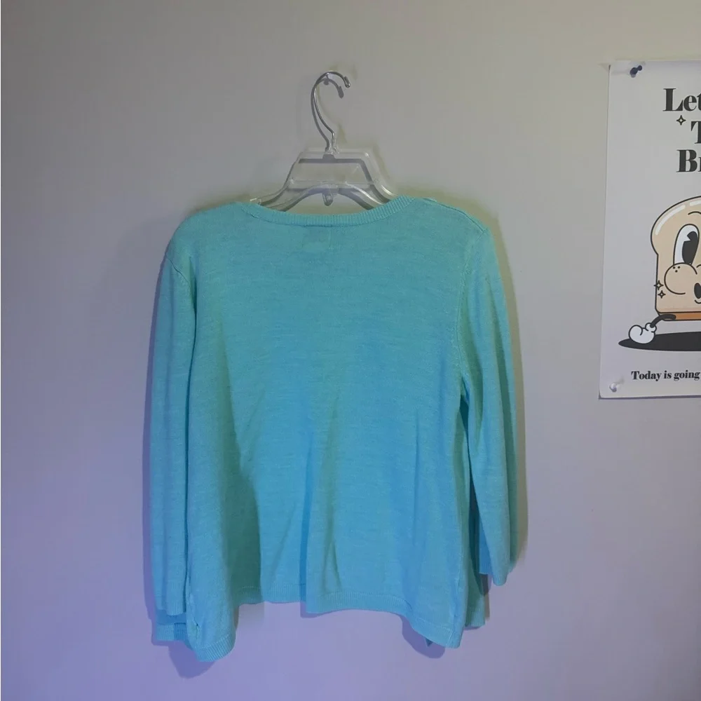 Ruby Rd. Light Blue Ruffle Cardigan - Picture 3 of 3